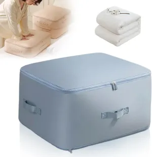 Ultra Space Saving Self Compression Organizer, 2025 Upgrade Space Saver Quilt Compression Storage Bag, Premium Comforter Storage Bag Packaging Cube Bedding Storage Bag (Blue, X-Large(54x42x60cm))