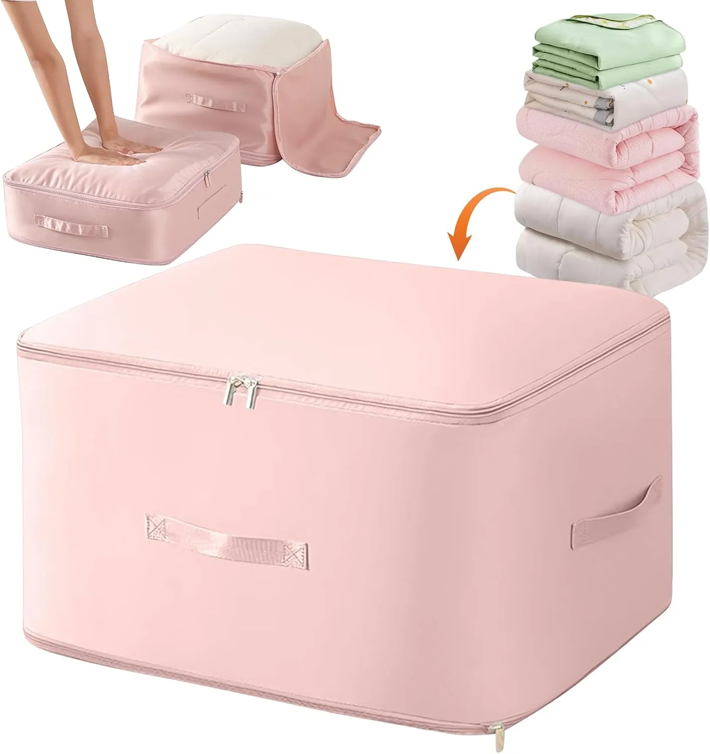 Ultra Space Saving Self Compression Organizer,organizador de autocompresión que ahorra espacio,Upgrade Space Saver Quilt Compression Storage Bag, Premium Comforter Packaging Cube Bedding