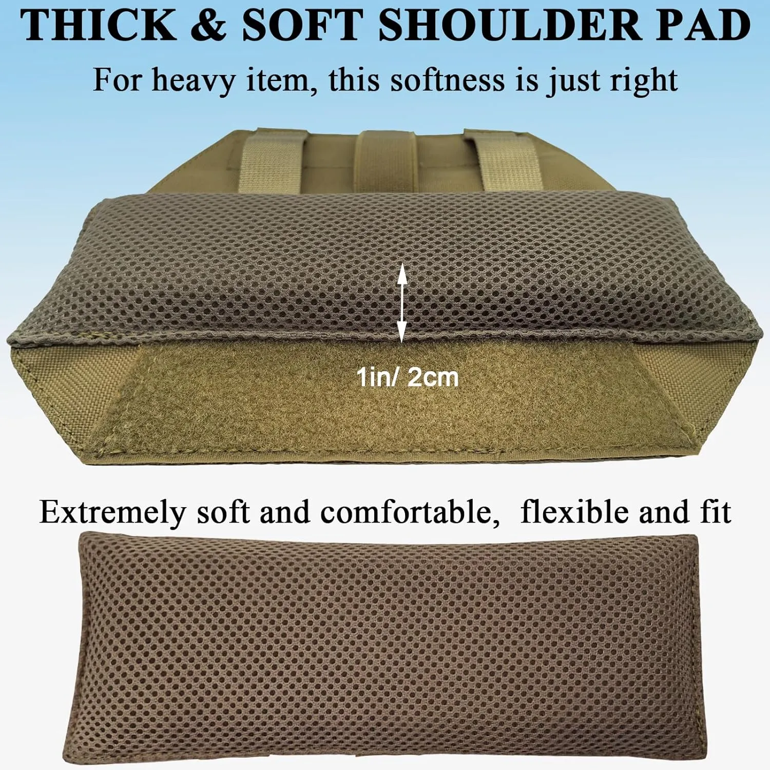 Ultra Thick Shoulder Strap Pad 2 Pack, Heavy Load Backpack Strap Pads, High Elasticity Tactical Bag Shoulder Pads