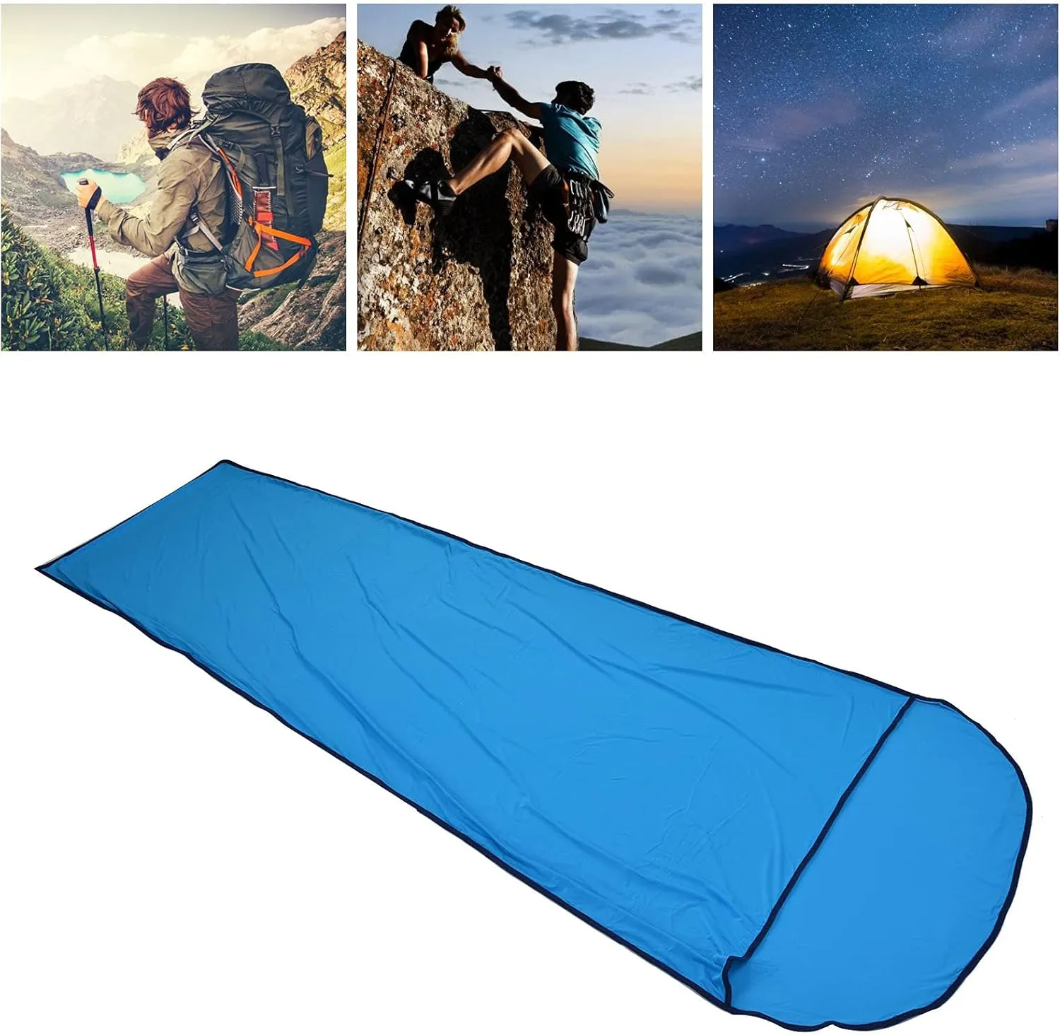 Ultralight Multifunctional Sleeping Bag Liner, Elastic and Breathable for Camping, Hiking, Backpacking, with Storage Bag, Skin Friendly Polyester Fabric, Unfolded Size 78.7x31.5in