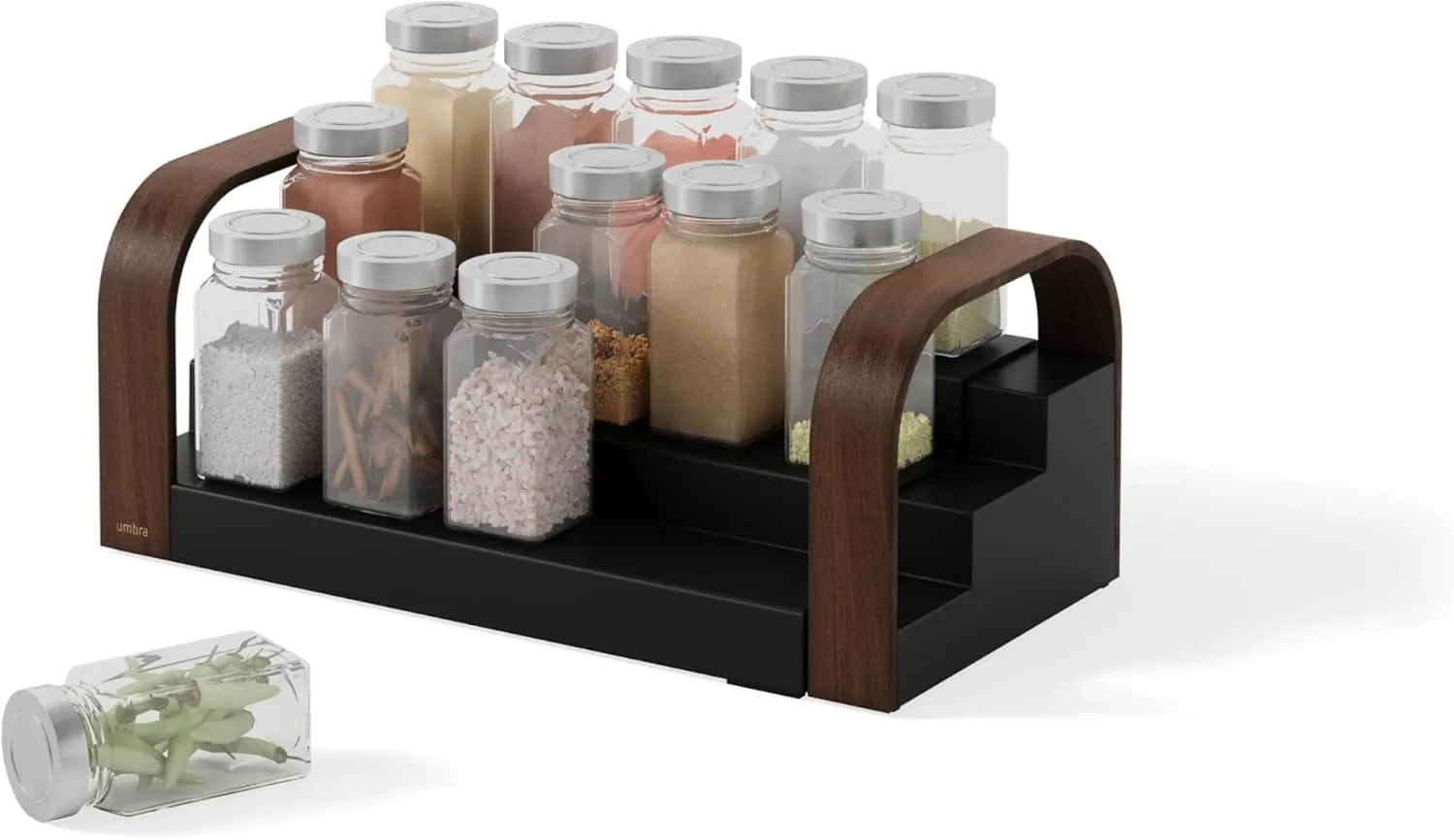 Umbra Bellwood Three-Tier Spice Shelf, Black/Walnut