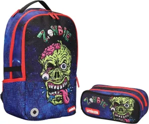 UNIKER Fashion 2 in 1 Backpack Set with Cosmetic Bag,Casual Daypack Women,Backpack and Carry-on 2pc set,Lightweight Travel Backpack,Laptop Backpack with with USB Port, Skull Pattern