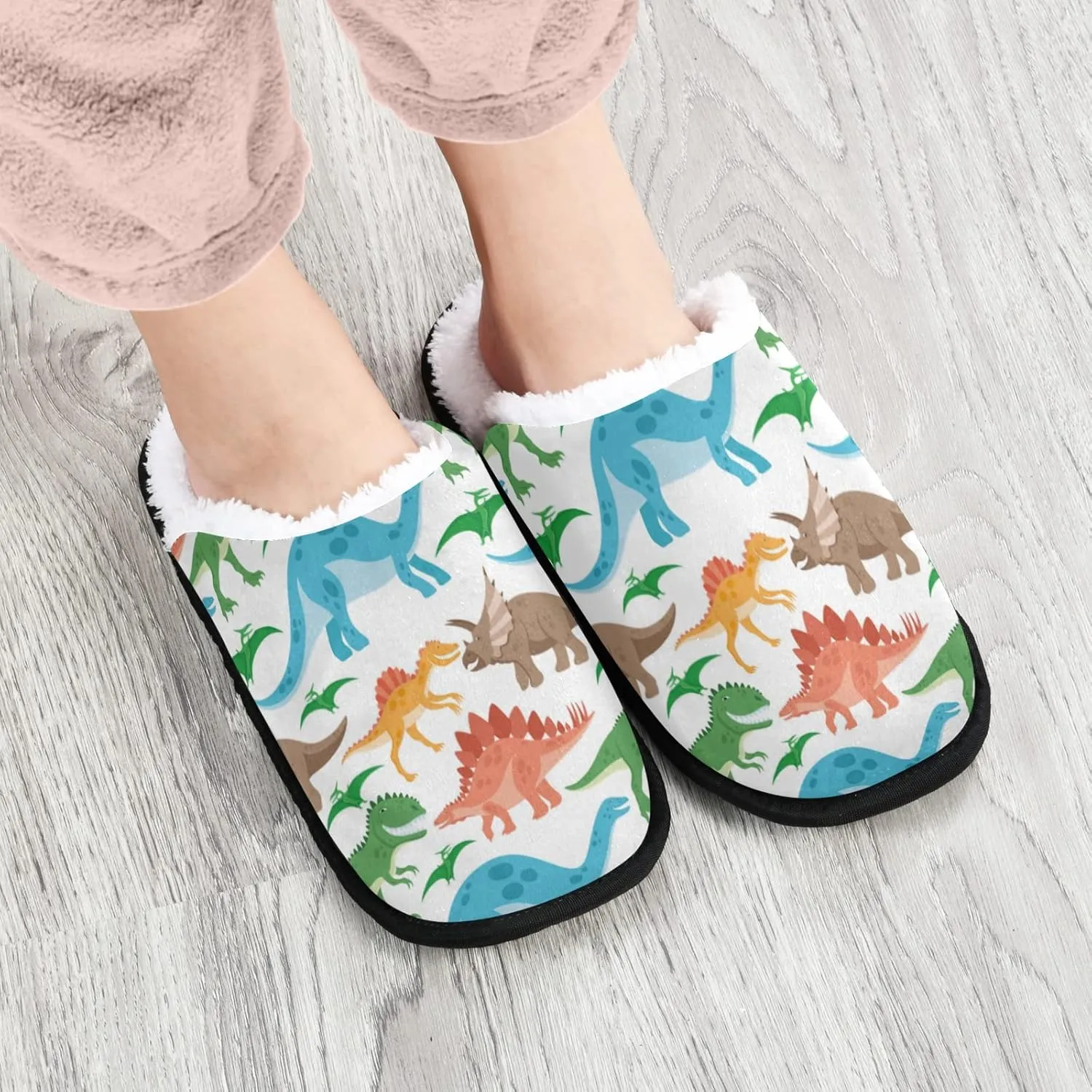 Unisex Slippers Fuzzy Feet Plush Cotton Slippers Anti-Slip Warm House Shoes M/L