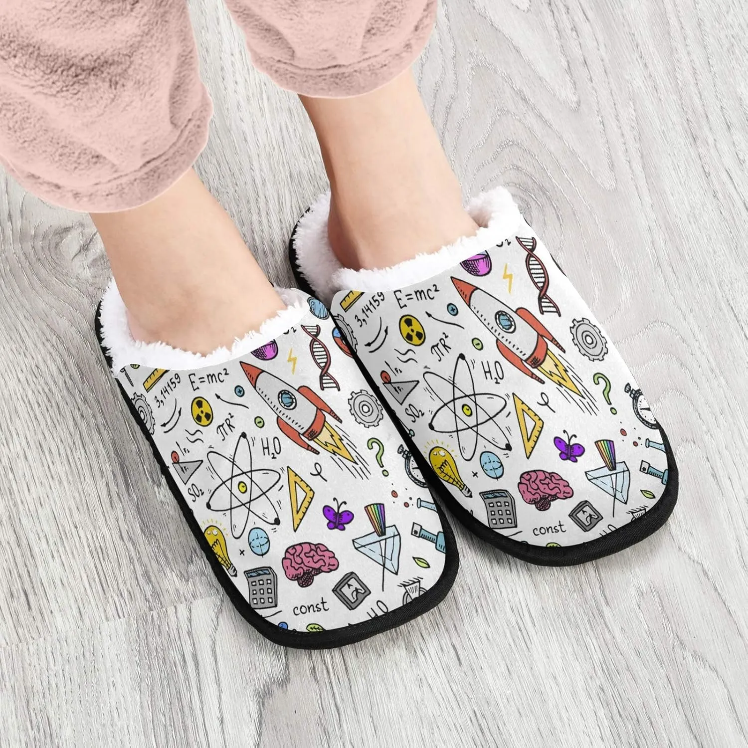 Unisex Slippers Fuzzy Feet Plush Cotton Slippers Anti-Slip Warm House Shoes M/L