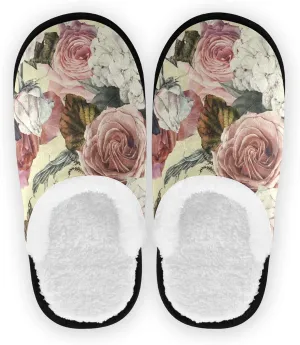 Unisex Slippers Fuzzy Feet Plush Cotton Slippers Anti-Slip Warm House Shoes M/L