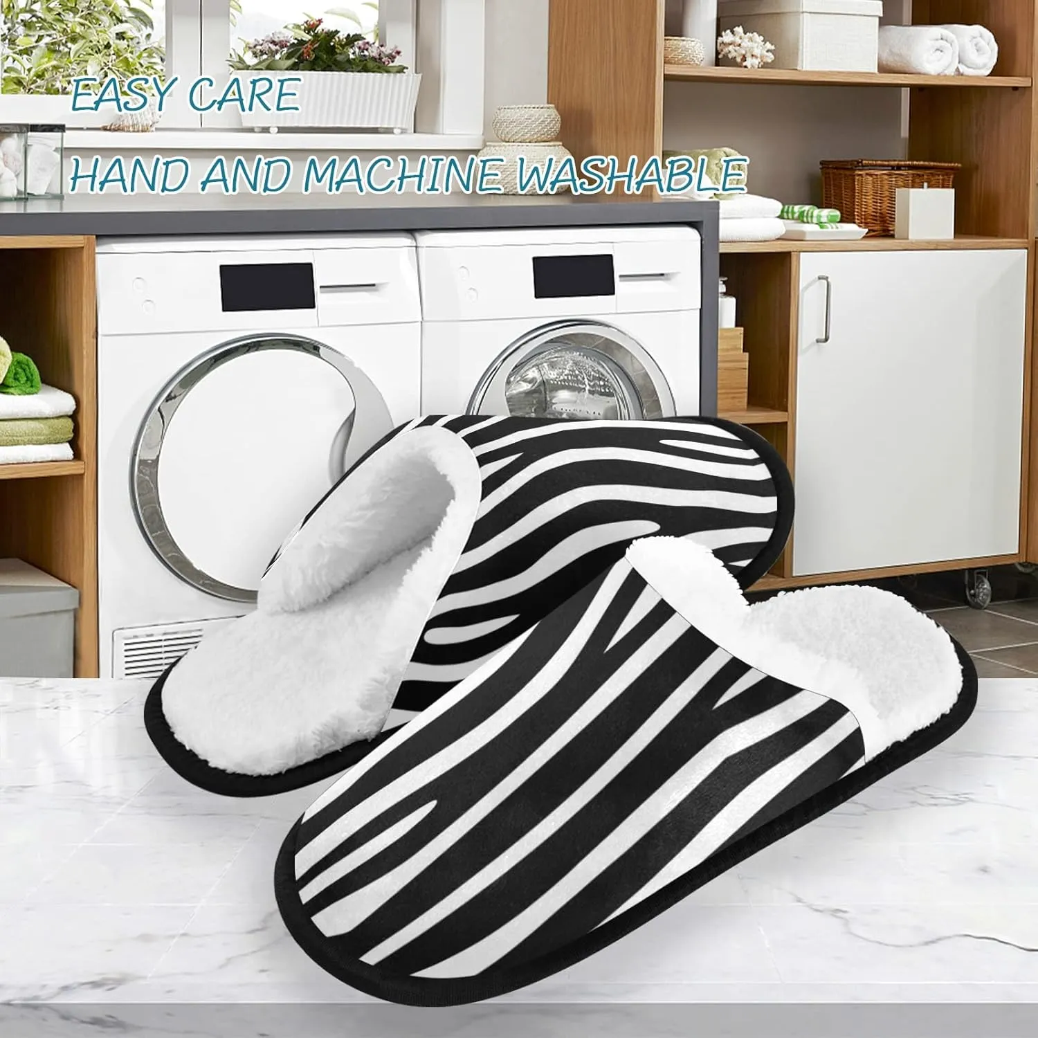 Unisex Slippers Fuzzy Feet Plush Cotton Slippers Anti-Slip Warm House Shoes M/L