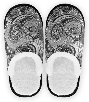 Unisex Slippers Fuzzy Feet Plush Cotton Slippers Anti-Slip Warm House Shoes M/L