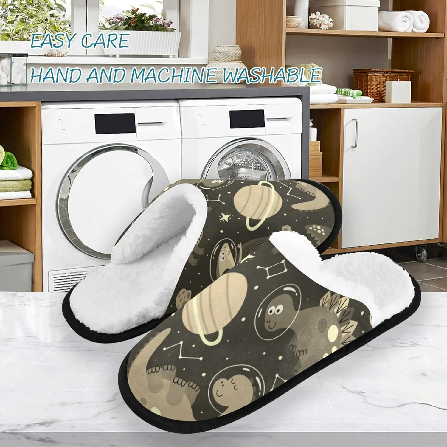 Unisex Slippers Fuzzy Feet Plush Cotton Slippers Anti-Slip Warm House Shoes M/L