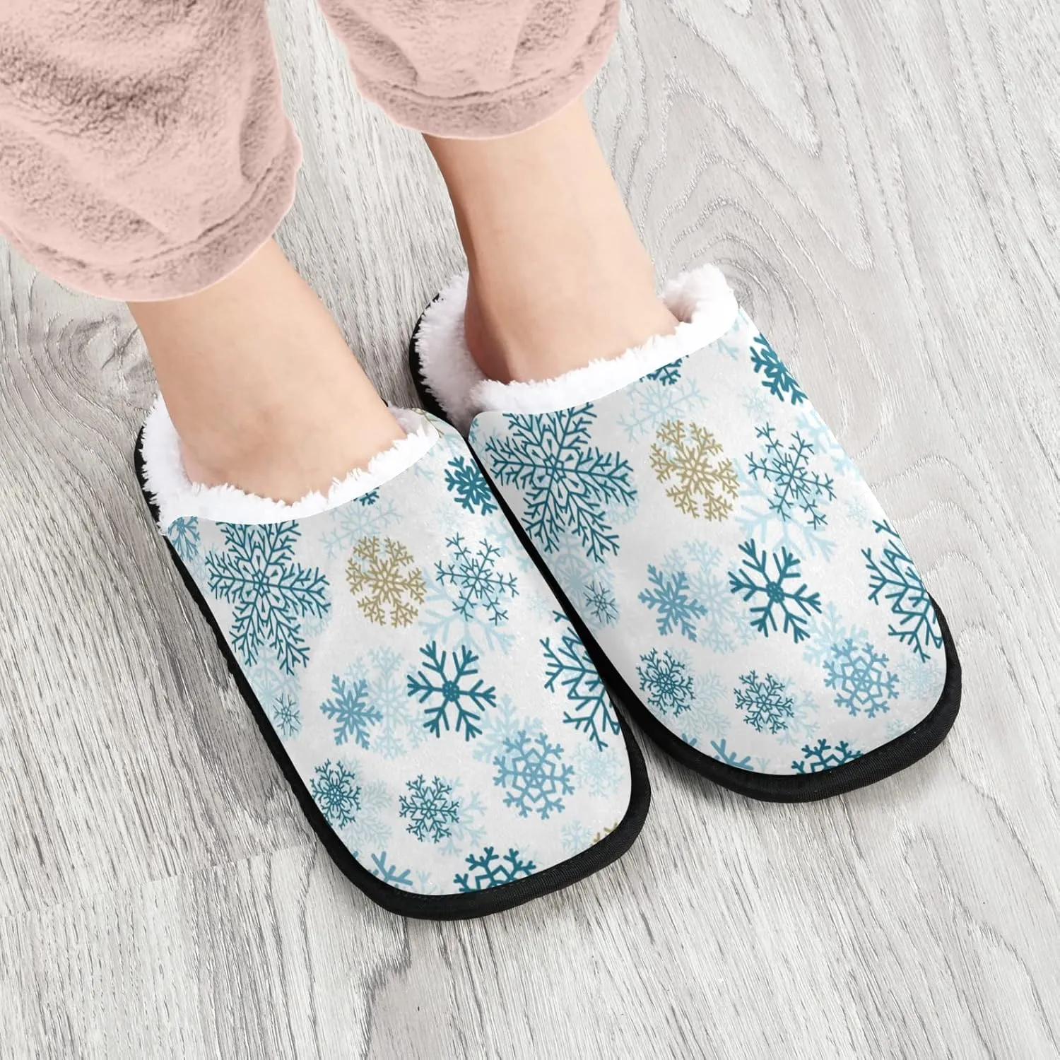 Unisex Slippers Fuzzy Feet Plush Cotton Slippers Anti-Slip Warm House Shoes M/L