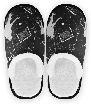 Unisex Slippers Fuzzy Feet Plush Cotton Slippers Anti-Slip Warm House Shoes M/L