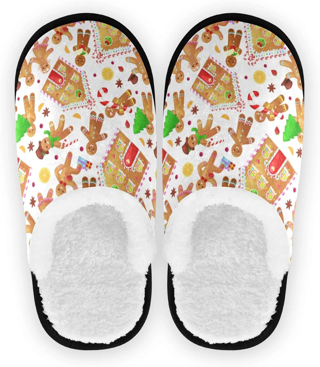 Unisex Slippers Fuzzy Feet Plush Cotton Slippers Anti-Slip Warm House Shoes M/L
