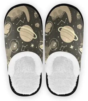 Unisex Slippers Fuzzy Feet Plush Cotton Slippers Anti-Slip Warm House Shoes M/L