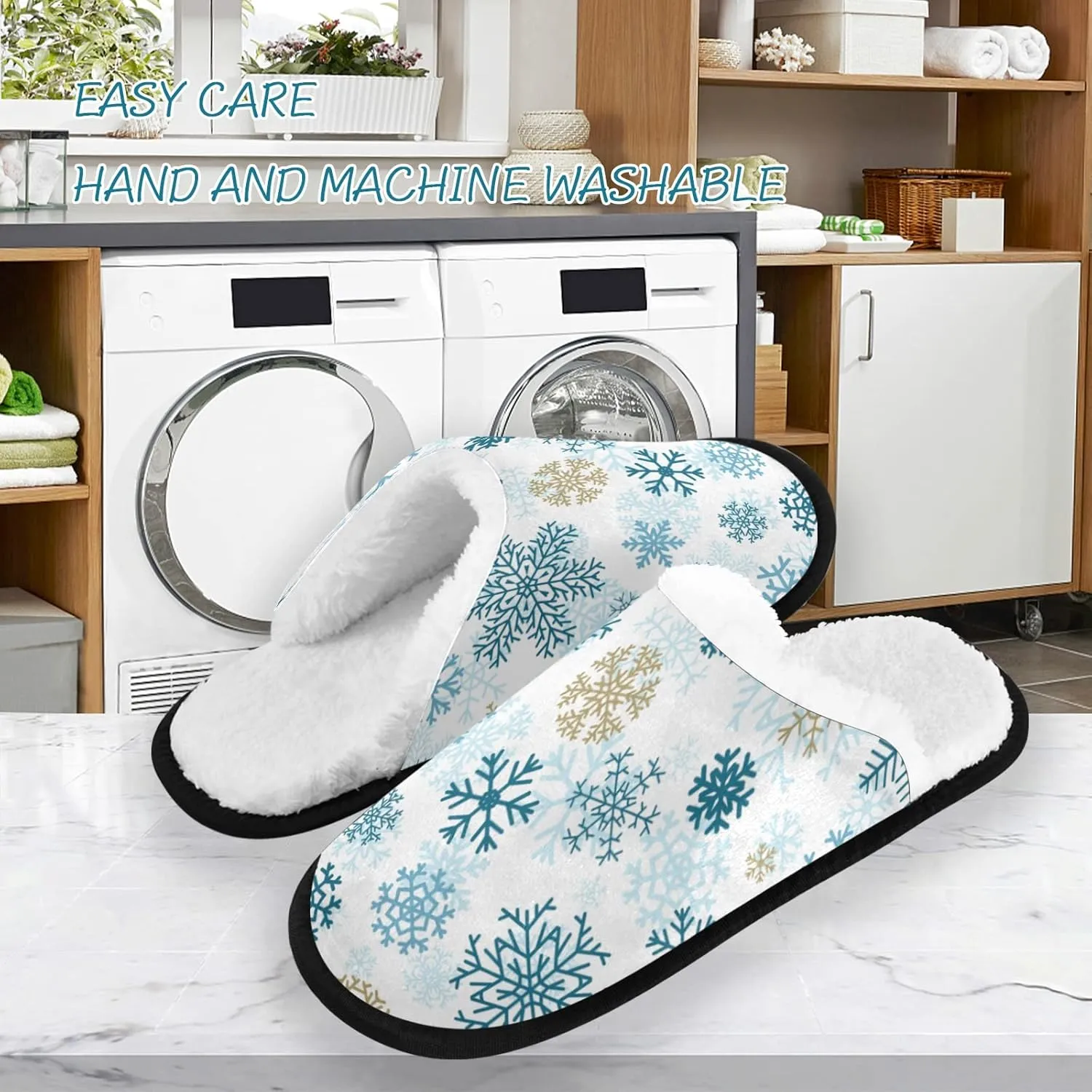 Unisex Slippers Fuzzy Feet Plush Cotton Slippers Anti-Slip Warm House Shoes M/L