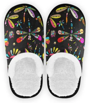 Unisex Slippers Fuzzy Feet Plush Cotton Slippers Anti-Slip Warm House Shoes M/L
