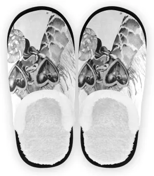 Unisex Slippers Fuzzy Feet Plush Cotton Slippers Anti-Slip Warm House Shoes M/L