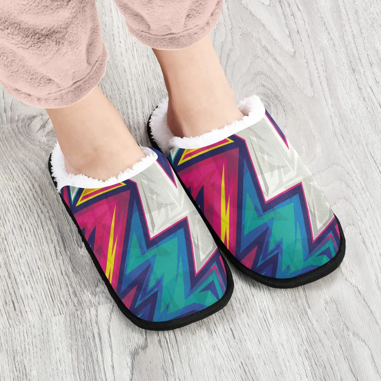 Unisex Slippers Fuzzy Feet Plush Cotton Slippers Anti-Slip Warm House Shoes M/L