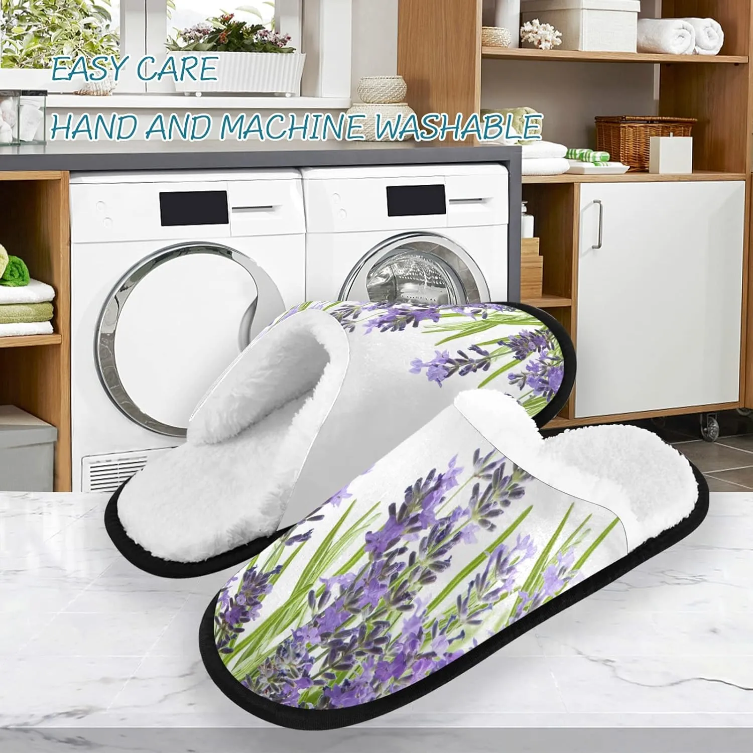 Unisex Slippers Fuzzy Feet Plush Cotton Slippers Anti-Slip Warm House Shoes M/L