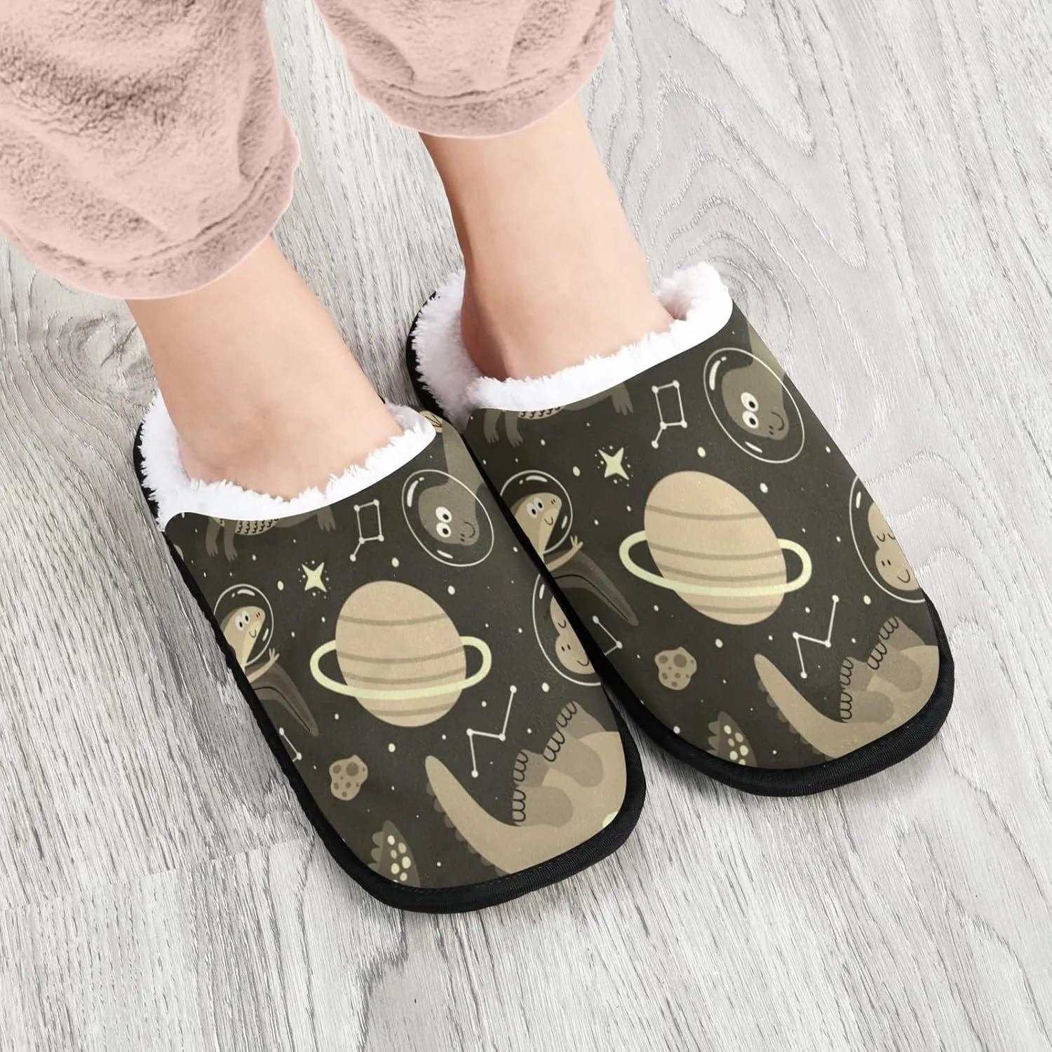 Unisex Slippers Fuzzy Feet Plush Cotton Slippers Anti-Slip Warm House Shoes M/L