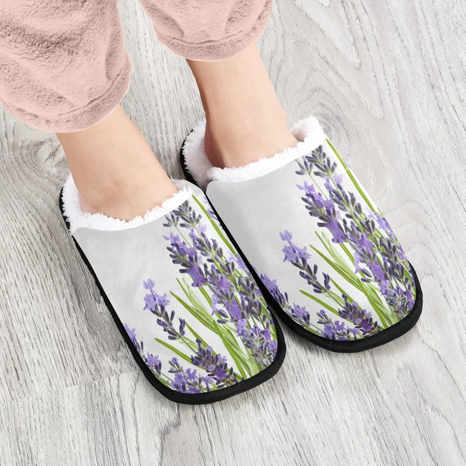 Unisex Slippers Fuzzy Feet Plush Cotton Slippers Anti-Slip Warm House Shoes M/L