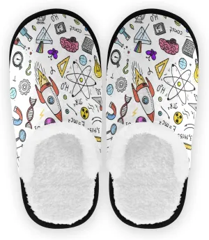 Unisex Slippers Fuzzy Feet Plush Cotton Slippers Anti-Slip Warm House Shoes M/L