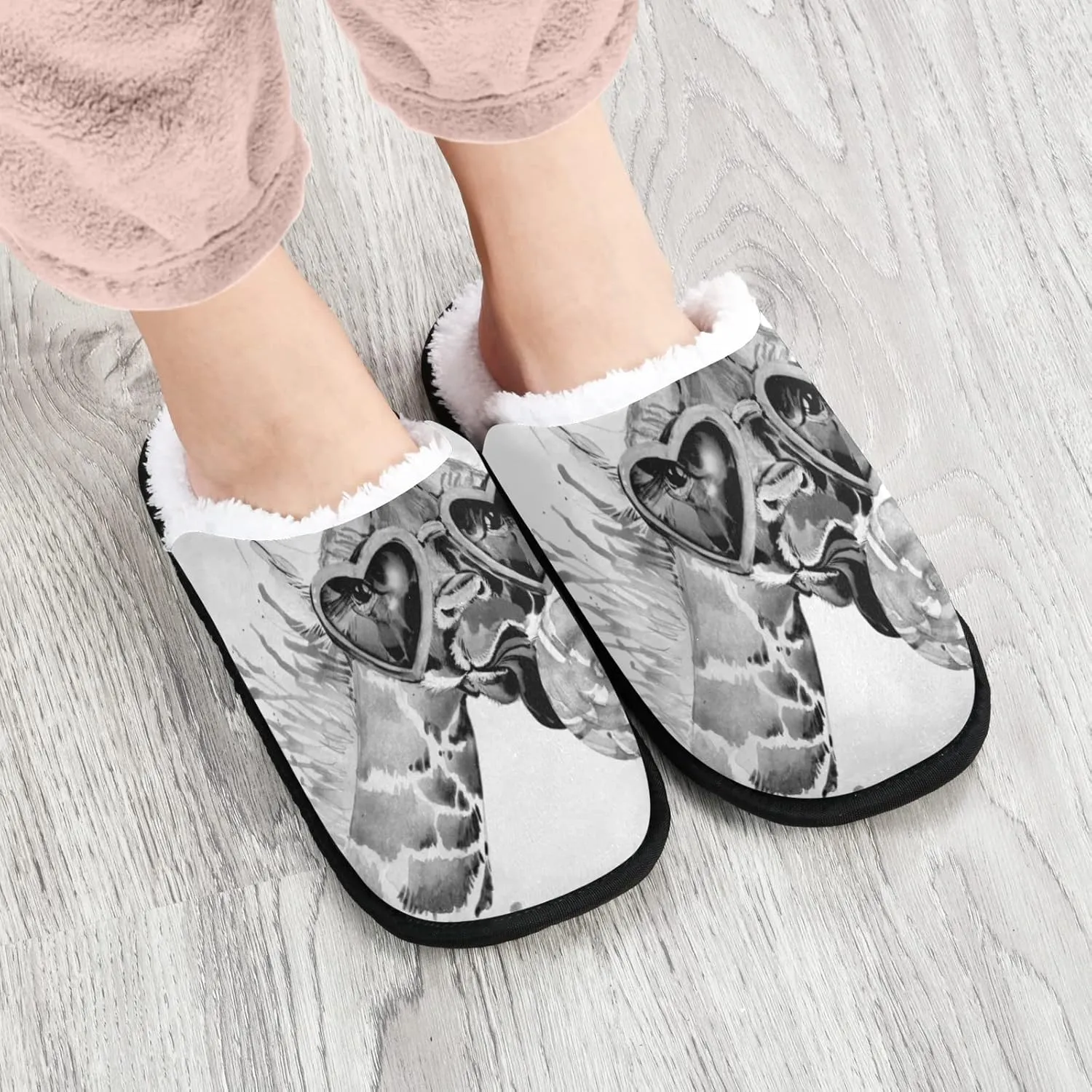 Unisex Slippers Fuzzy Feet Plush Cotton Slippers Anti-Slip Warm House Shoes M/L
