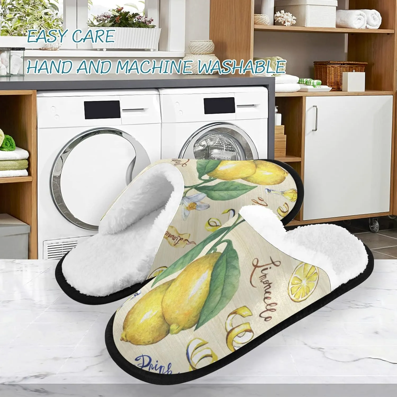 Unisex Slippers Fuzzy Feet Plush Cotton Slippers Anti-Slip Warm House Shoes M/L