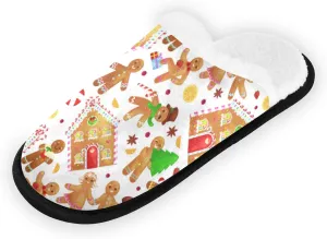 Unisex Slippers Fuzzy Feet Plush Cotton Slippers Anti-Slip Warm House Shoes M/L