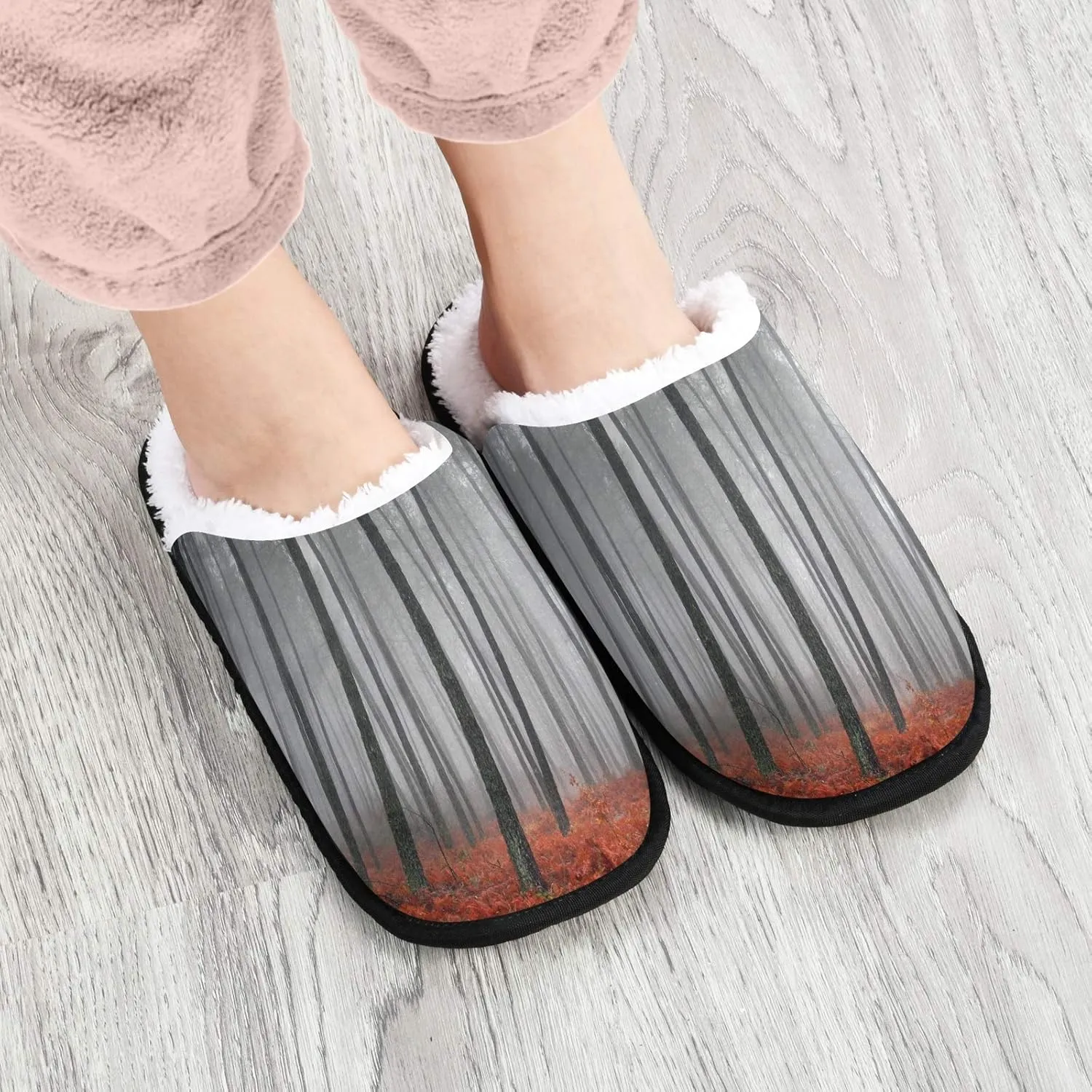 Unisex Slippers Fuzzy Feet Plush Cotton Slippers Anti-Slip Warm House Shoes M/L