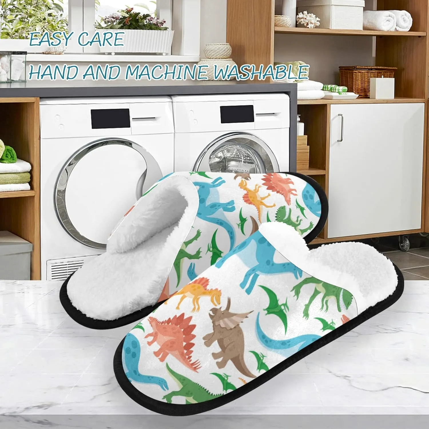Unisex Slippers Fuzzy Feet Plush Cotton Slippers Anti-Slip Warm House Shoes M/L
