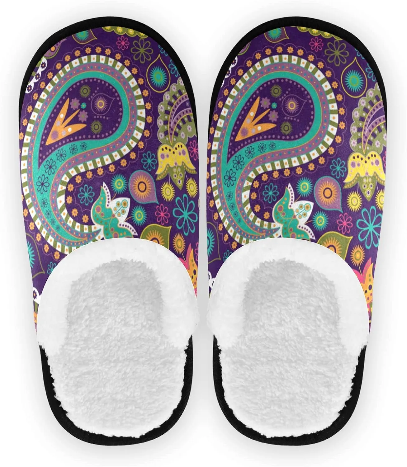 Unisex Slippers Fuzzy Feet Plush Cotton Slippers Anti-Slip Warm House Shoes M/L