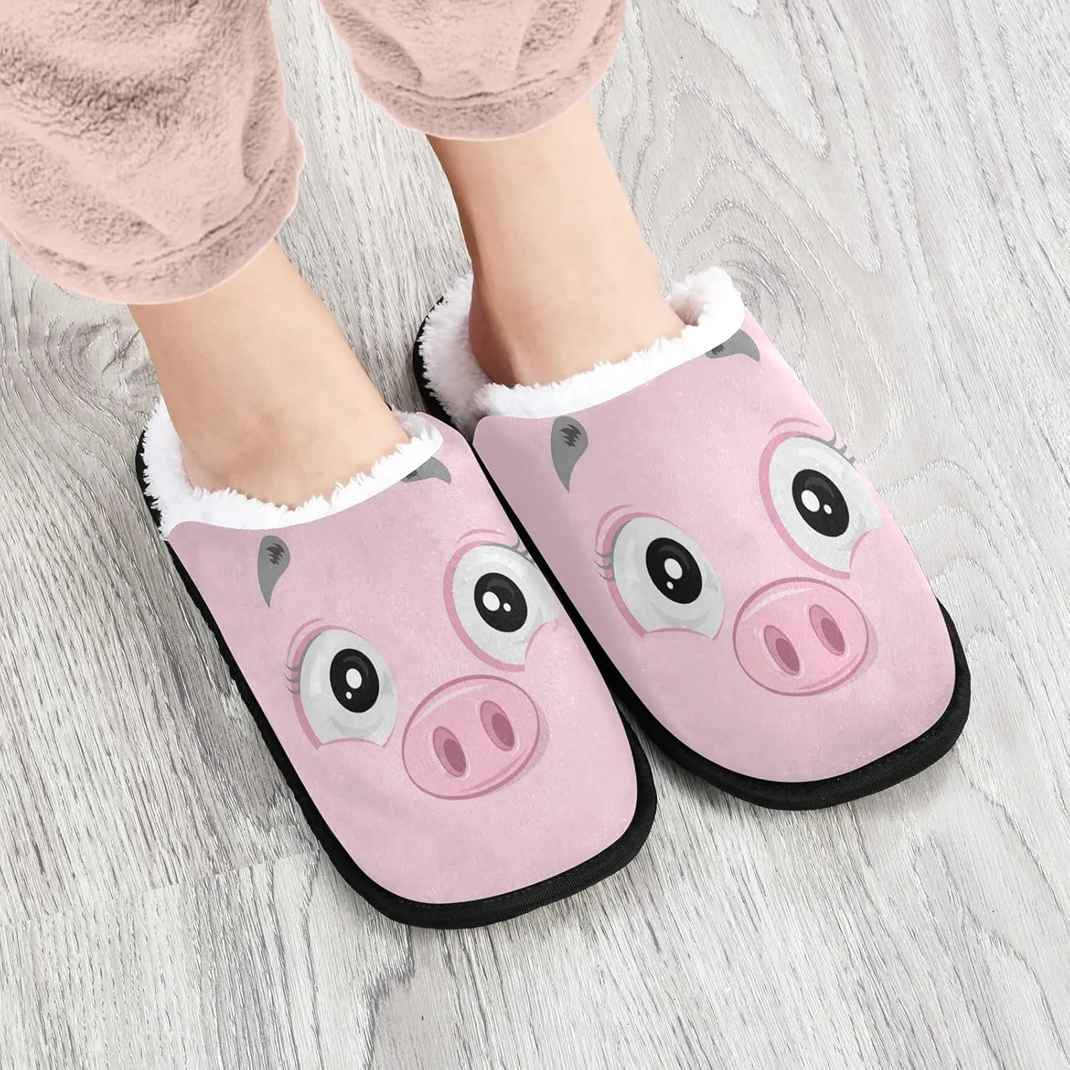 Unisex Slippers Fuzzy Feet Plush Slippers Anti-Slip Warm House Shoes M/L