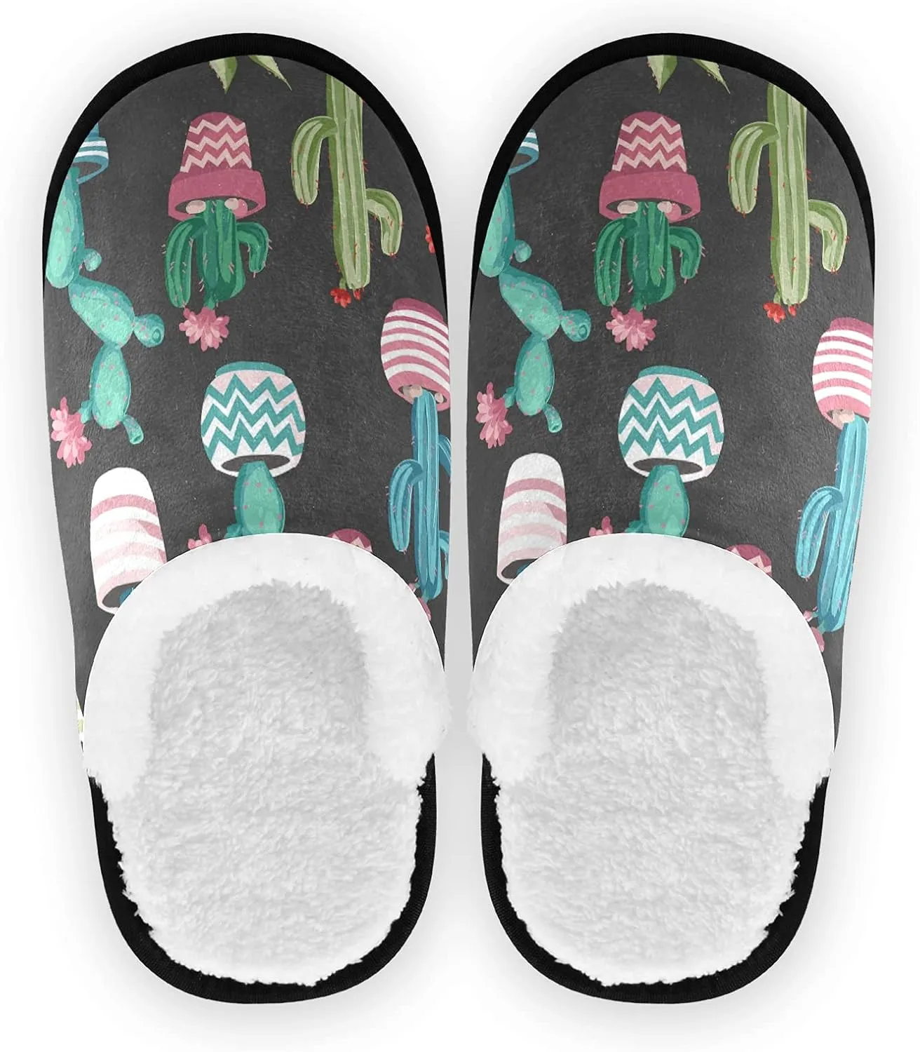 Unisex Slippers Fuzzy Feet Plush Slippers Anti-Slip Warm House Shoes M/L