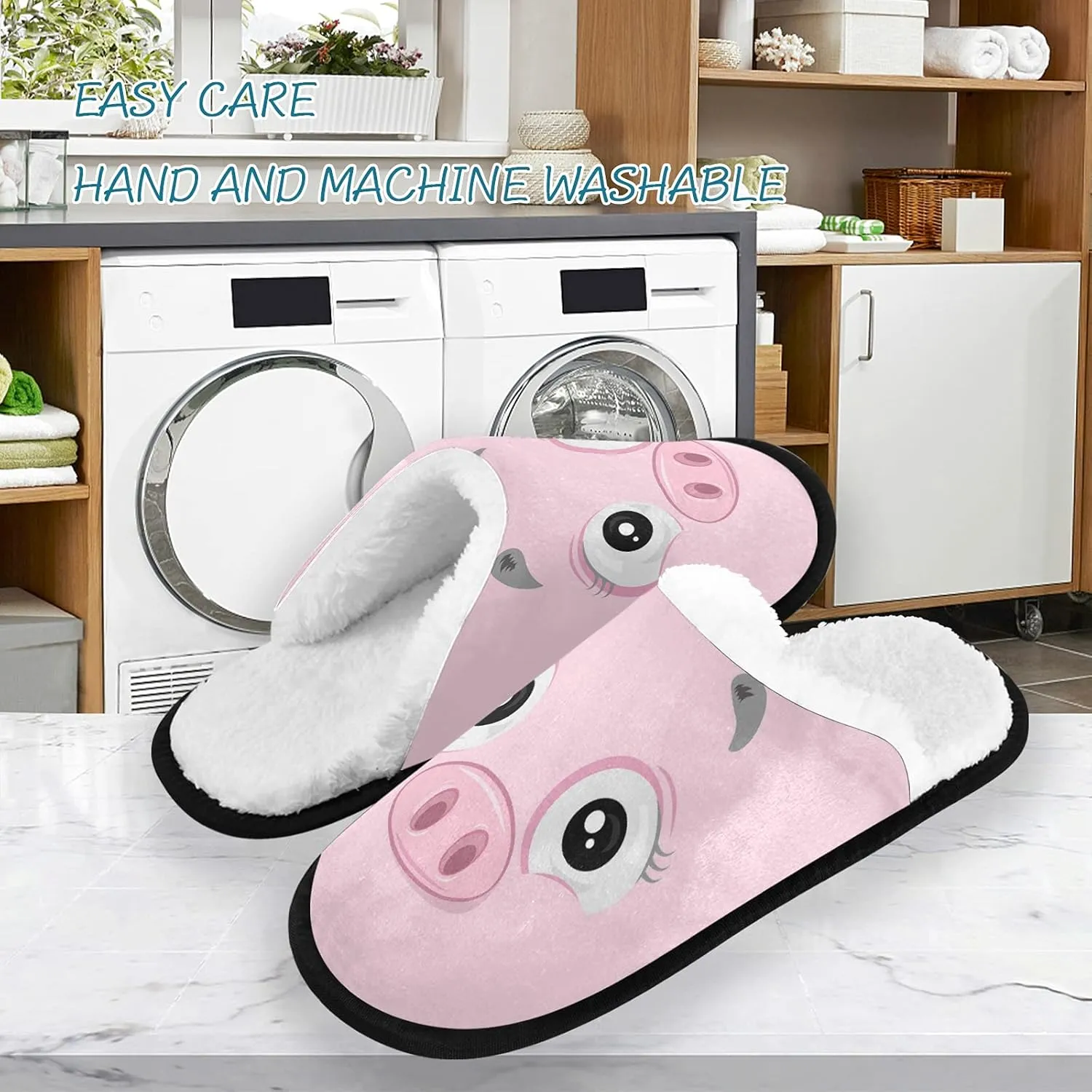 Unisex Slippers Fuzzy Feet Plush Slippers Anti-Slip Warm House Shoes M/L