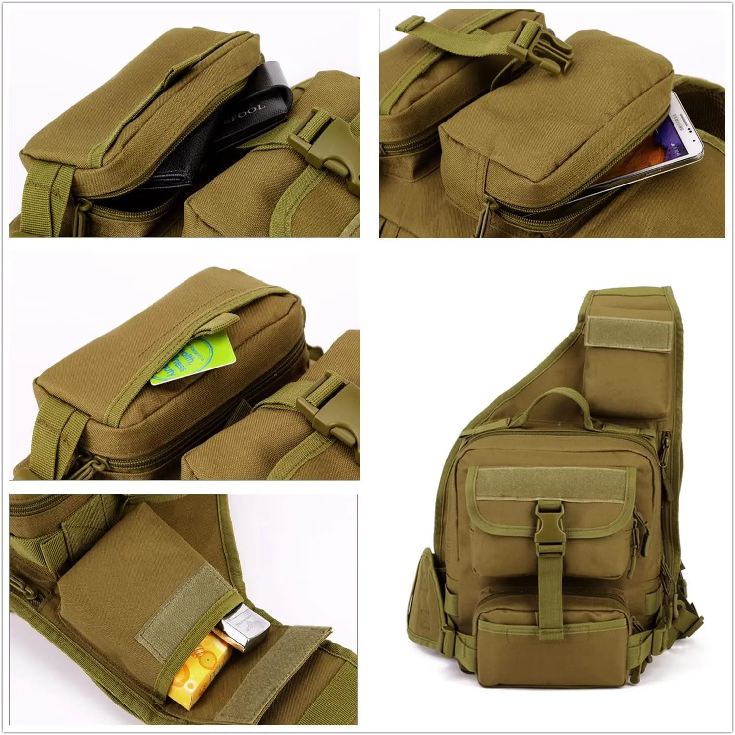 UNISTRENGH Men's Tactical Sling Bag Sling Backpack Military Shoulder Bag MOLLE Assault Range Bag for Outdoor Camping Hunting (ACU #)