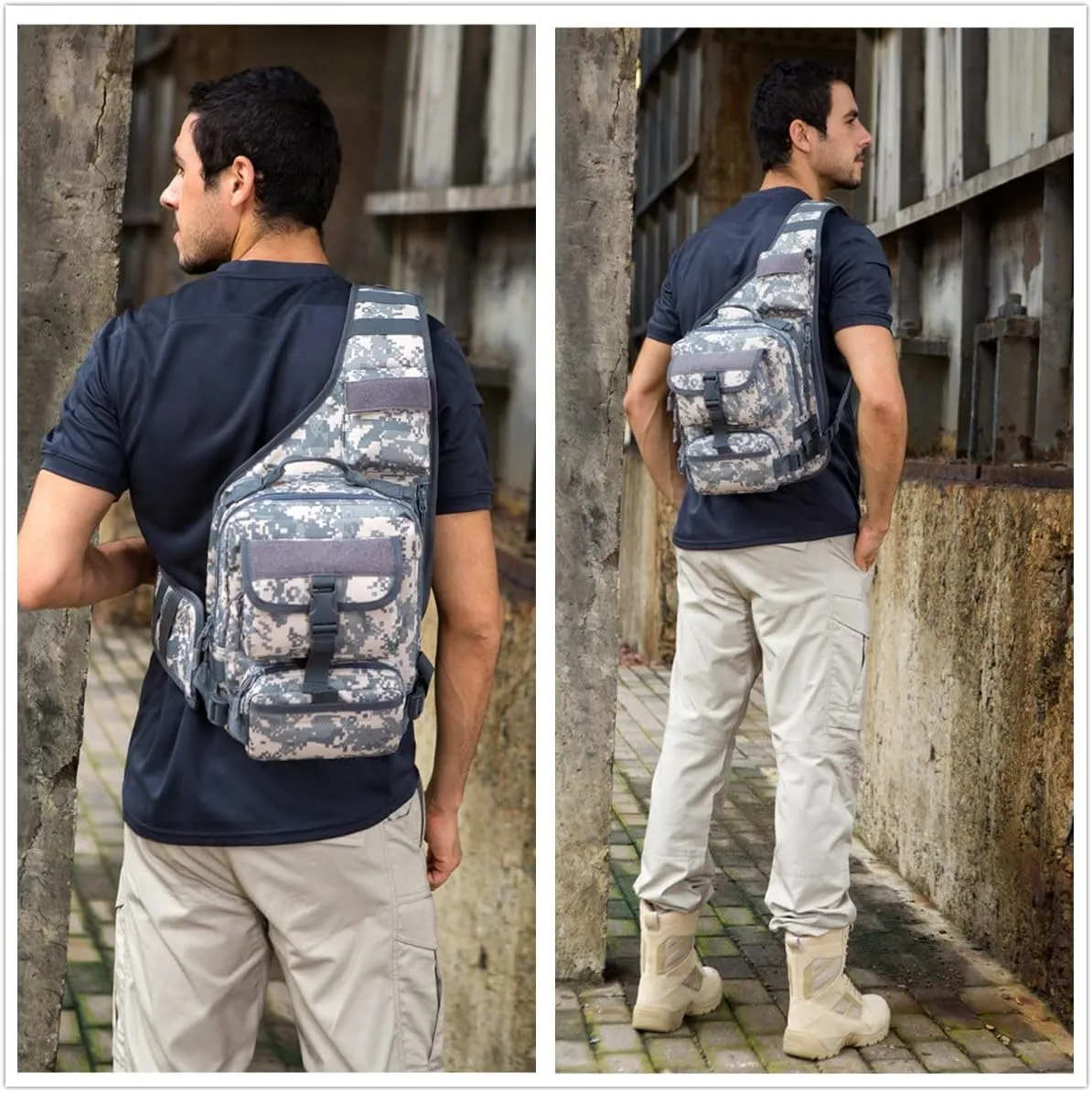 UNISTRENGH Men's Tactical Sling Bag Sling Backpack Military Shoulder Bag MOLLE Assault Range Bag for Outdoor Camping Hunting (ACU #)