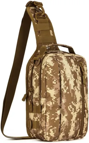 UNISTRENGH Tactical Military Sling Bag Chest Pack Molle Daypack Backpack Casual Shoulder Bag Crossbody Duty Gear (Desert camouflage)