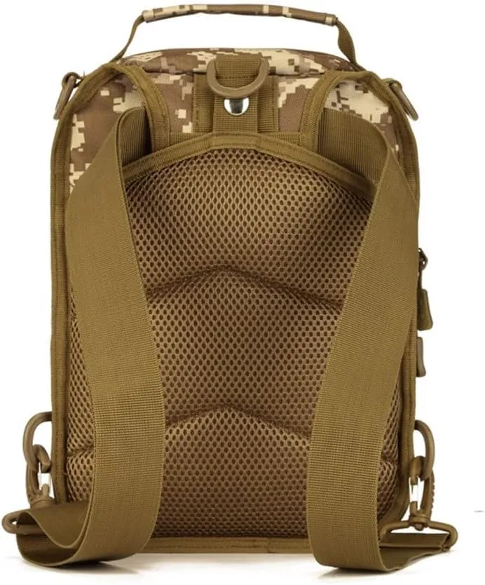 UNISTRENGH Tactical Military Sling Bag Chest Pack Molle Daypack Backpack Casual Shoulder Bag Crossbody Duty Gear (Desert camouflage)