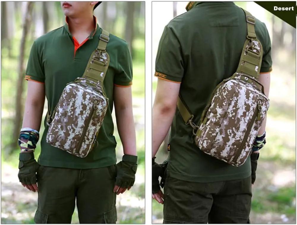 UNISTRENGH Tactical Military Sling Bag Chest Pack Molle Daypack Backpack Casual Shoulder Bag Crossbody Duty Gear (Desert camouflage)