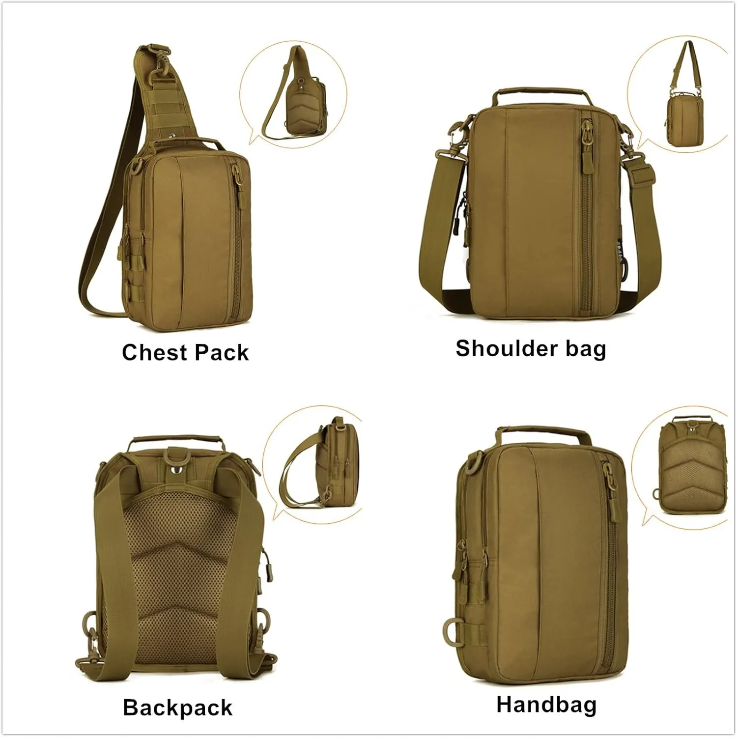 UNISTRENGH Tactical Military Sling Bag Chest Pack Molle Daypack Backpack Casual Shoulder Bag Crossbody Duty Gear (Jungle camouflage)