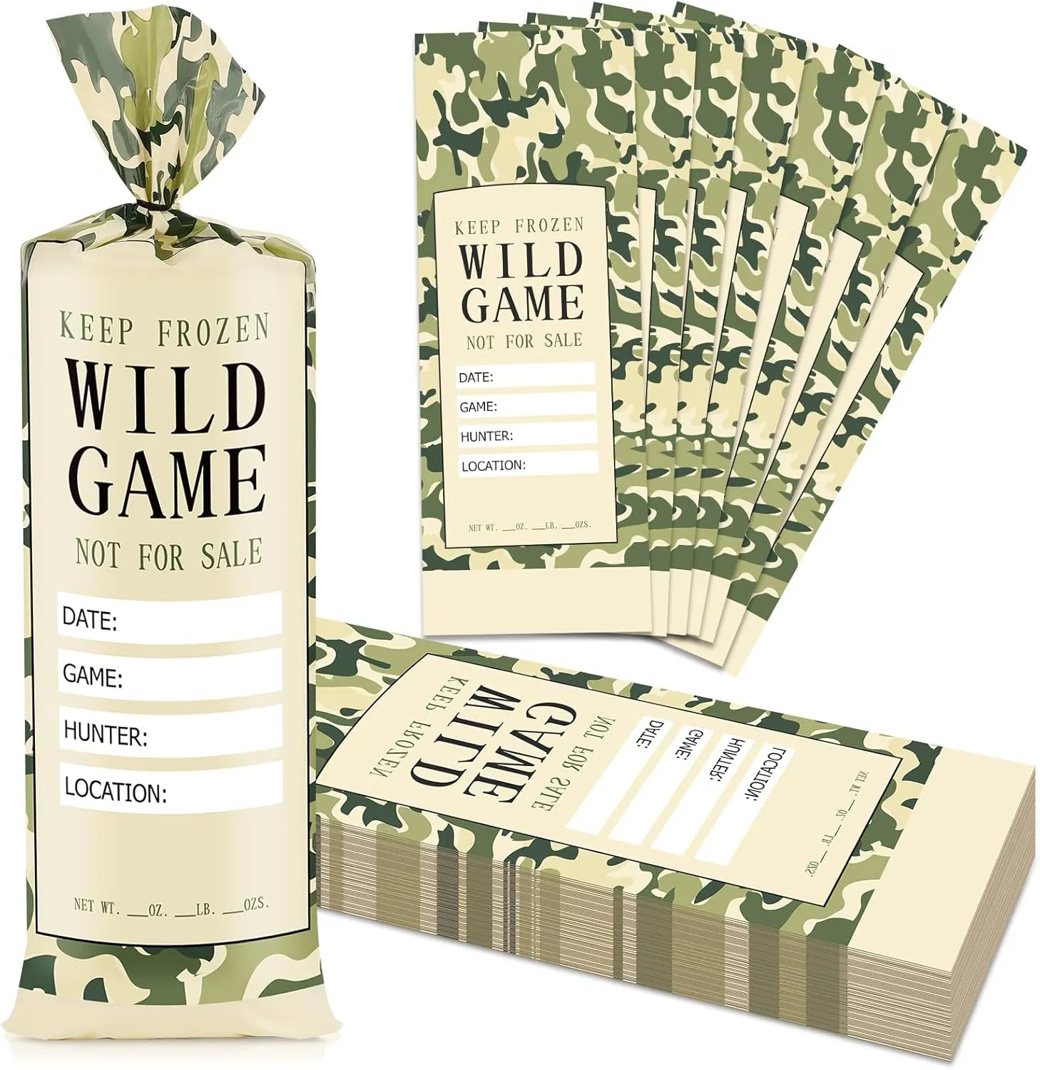 UQM 140 Pack Wild Game Meat Bags for Freezer, 1 Lb Ground Meat Bags, Wild Game Meat Bags to Protect Your Meat from Freezer Burn, Camouflage