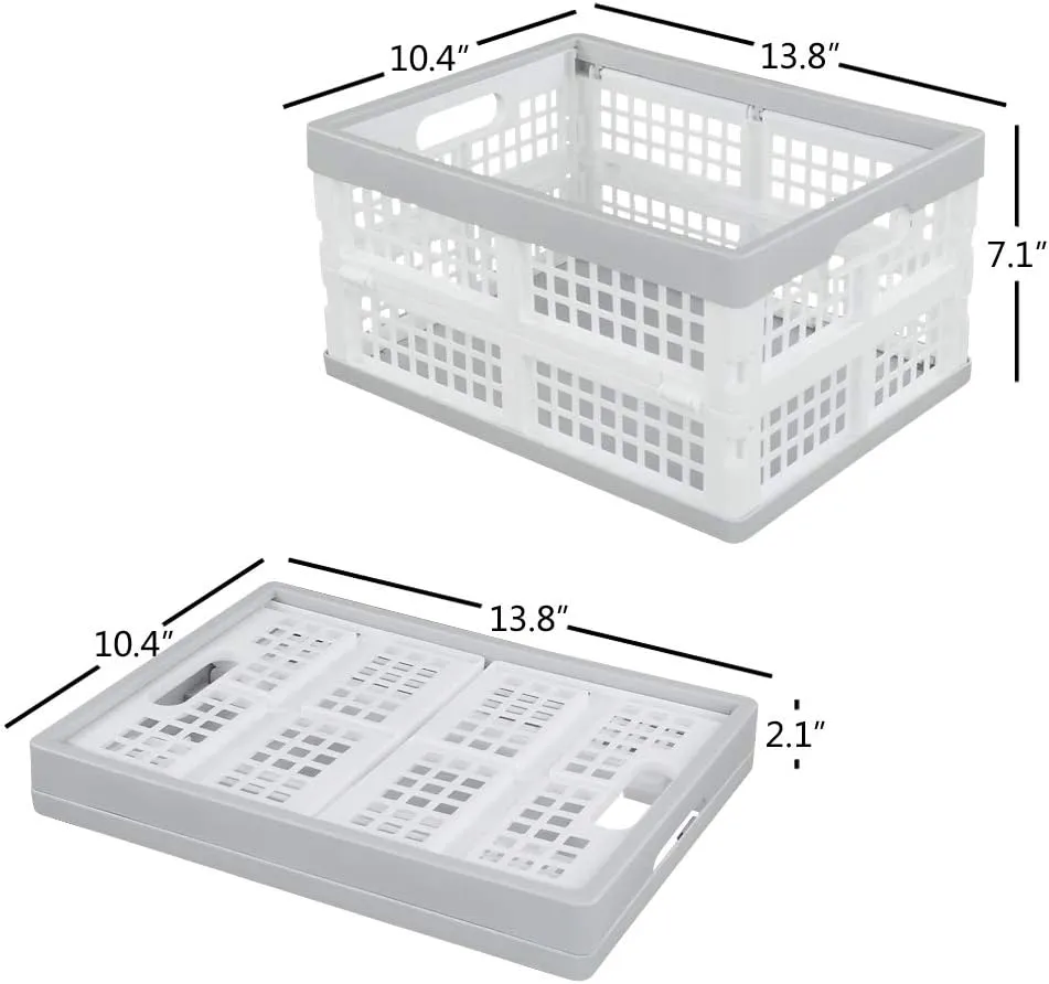 Vababa 3-Pack Plastic Stackable Collapsible Storage Crate, 15 L Stacking Folding Storage Basket