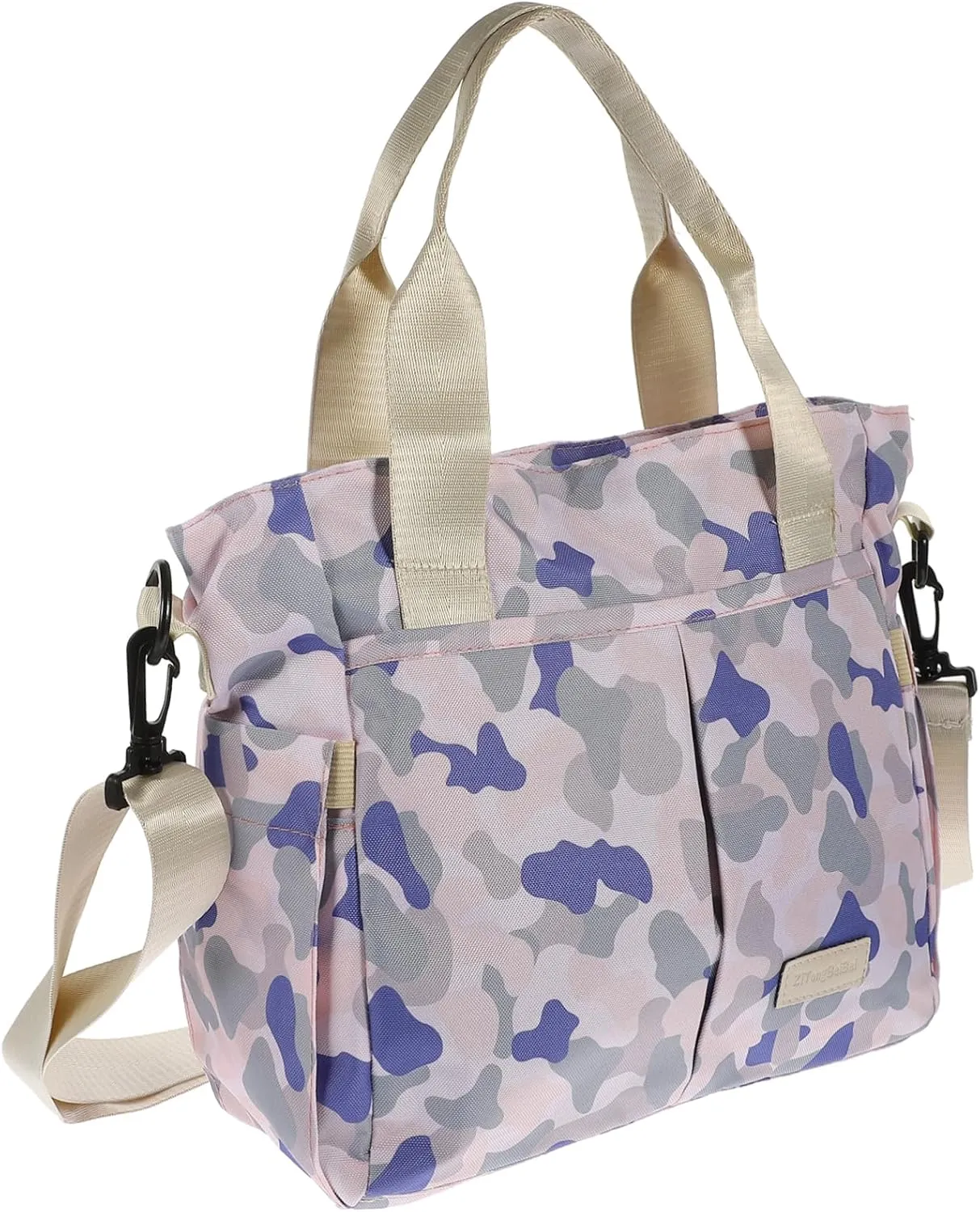 Vaguelly Fashionable Diaper Travel Bag Multi Functional Mom Handbag with Insulated Bottle Pockets Spacious Design for Easy Access Stylish Camouflage