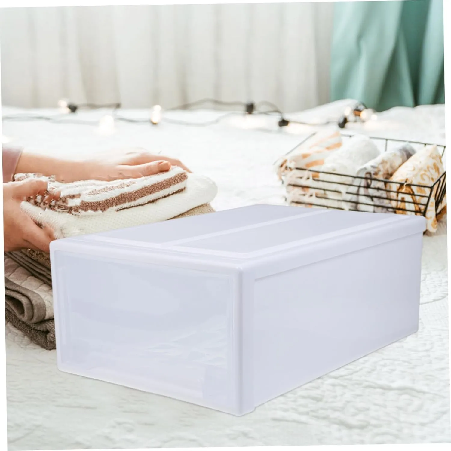 Vaguelly Storage Box Plastic Drawers for Household Clothes Shoes Large Capacity Easy to Install