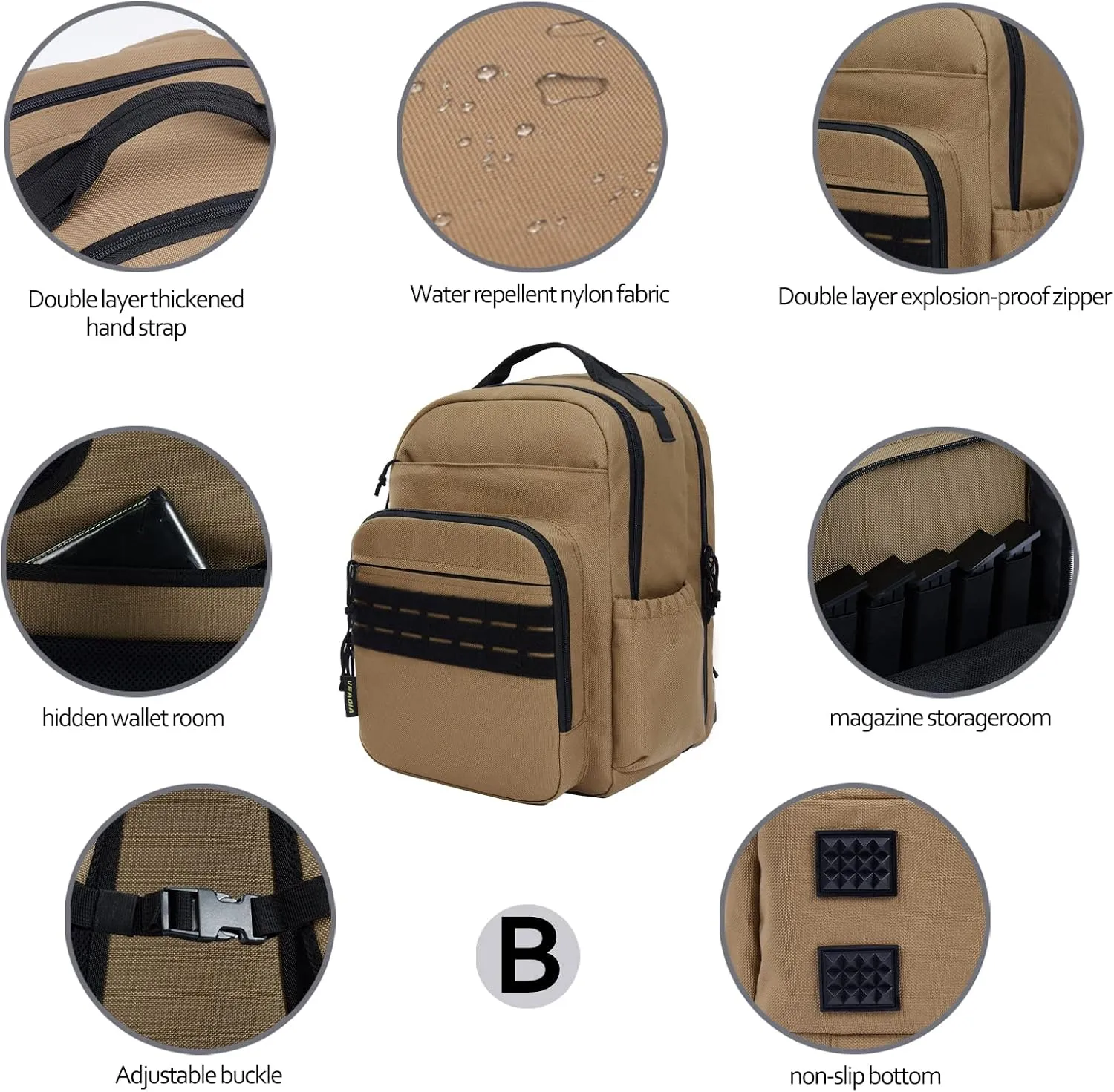 VEAGIA Range Backpack Pistol Range Bag For Handguns And Ammo Gun Cases Pistol Bags With Lockable Explosion-Proof Zippers