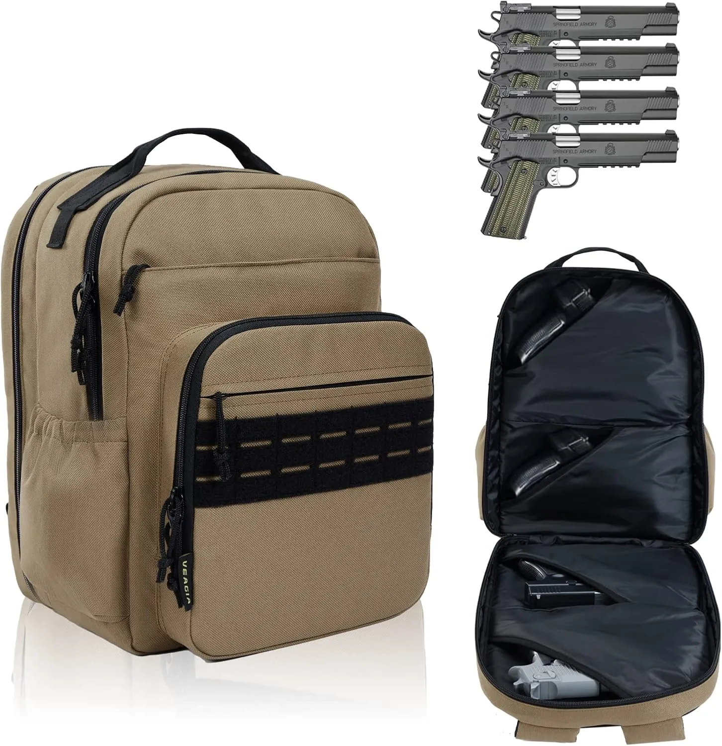 VEAGIA Range Backpack Pistol Range Bag For Handguns And Ammo Gun Cases Pistol Bags With Lockable Explosion-Proof Zippers