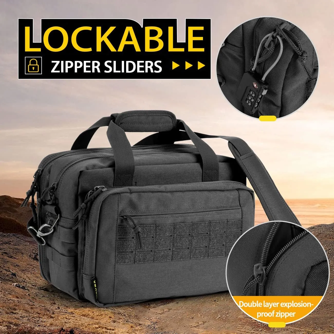 VEAGIA Range Bag Pistol Case Gun Range Bags For Handguns And Ammo Gun Case 3 Branch Pistol Soft Carrying Bags