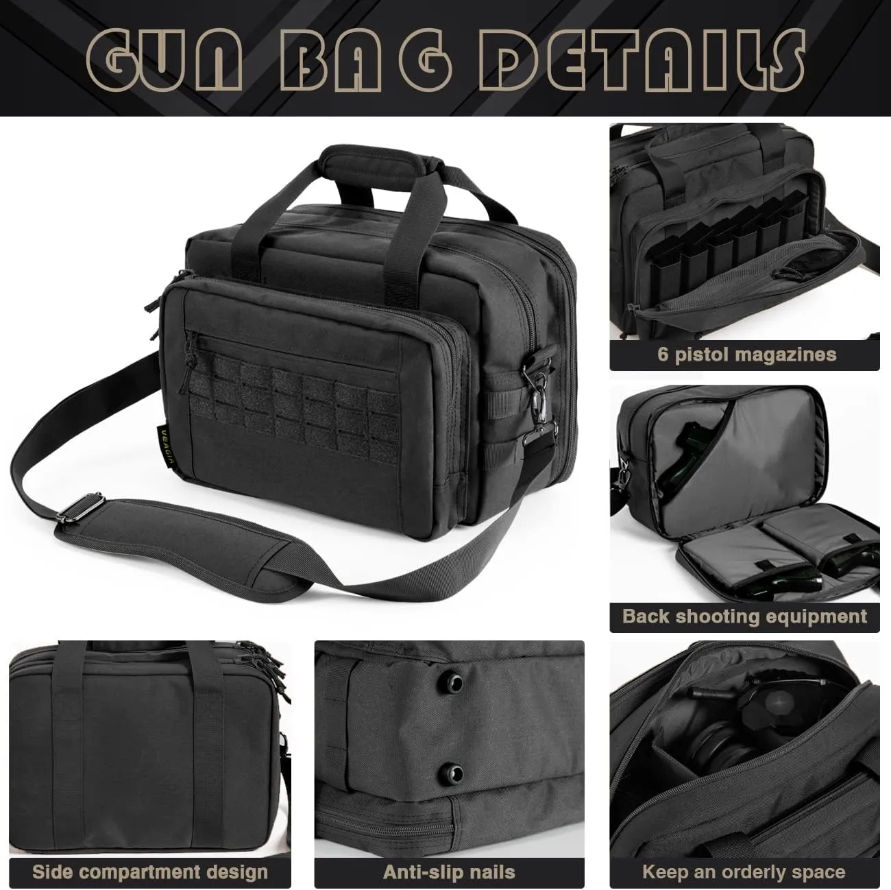 VEAGIA Range Bag Pistol Case Gun Range Bags For Handguns And Ammo Gun Case 3 Branch Pistol Soft Carrying Bags