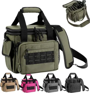 VEAGIA Tactical Range Bag,Pistol Case,Soft Gun Case Range Bags For Handguns And Ammo Safe Lockable Double Layer Explosion Proof Zipper Multi Pistol Carrying Bags (Green)