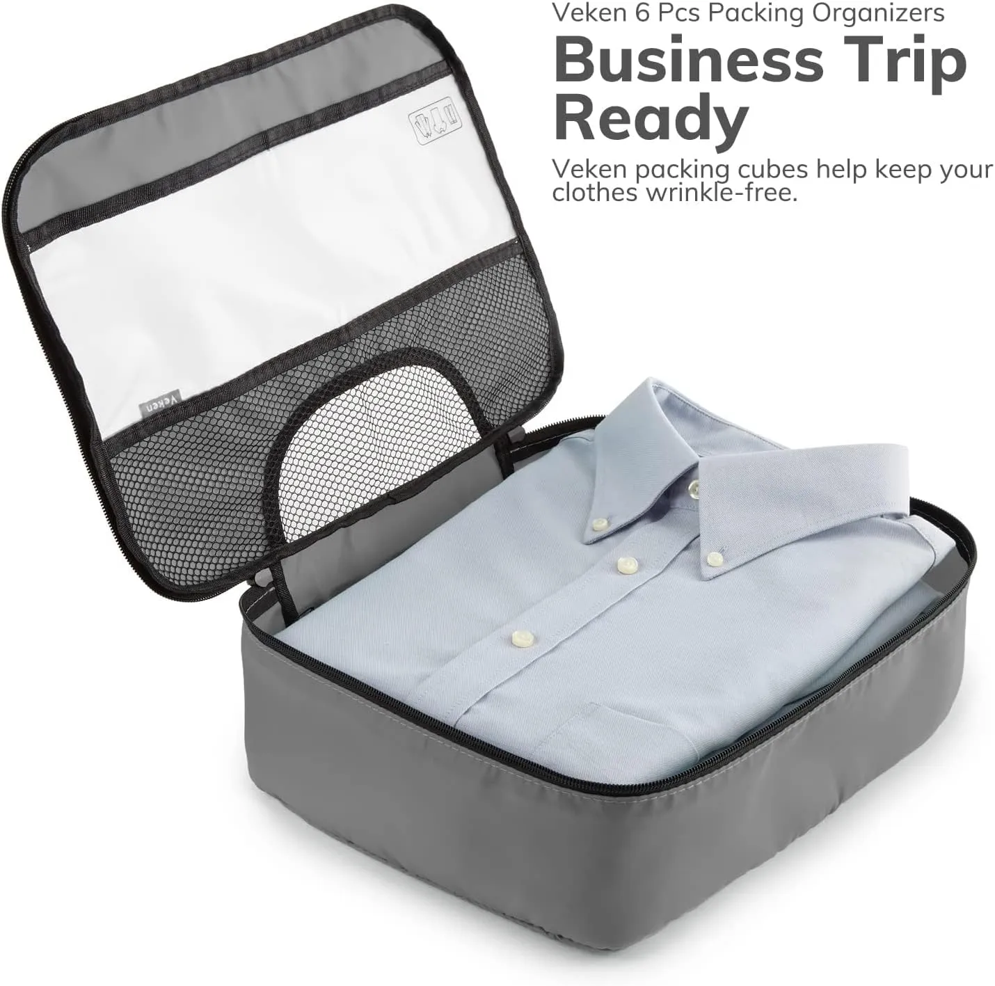 Veken 6 Set Packing Cubes for Travel Essentials, Suitcase Organizer Bags Set for Luggage, Road Trip Travel Accessories in 4 Sizes (Extra Large, Large, Medium, Small)