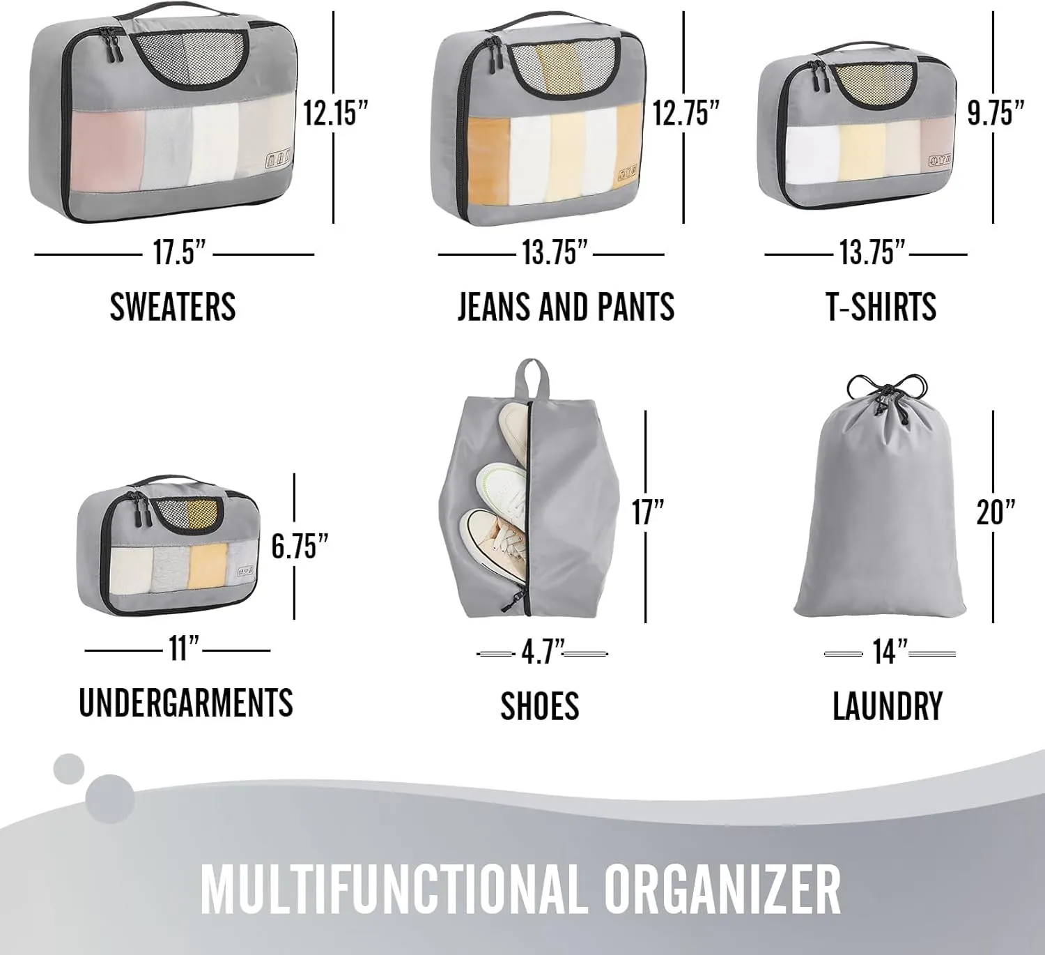 Veken 6 Set Packing Cubes for Travel Essentials, Suitcase Organizer Bags Set for Luggage, Road Trip Travel Accessories in 4 Sizes (Extra Large, Large, Medium, Small)